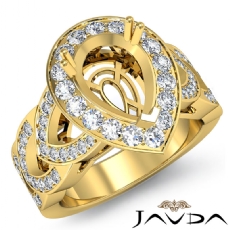 Gorgeous Diamond Engagement Pear Semi Mount Ring Halo Pre-Set 14k Gold Yellow  (1.29Ct. tw.)