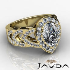 Petite Pave Set Halo Filigree diamond Ring 14k Gold Yellow