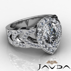 Petite Pave Set Halo Filigree diamond Ring 18k Gold White