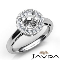 Round Shape Diamond Engagement Ring Halo Setting 14K White Gold SemiMount 0.36Ct