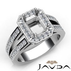 1.53Ct Diamond Engagement Ring Radiant Semi Mount Halo Setting 14k White Gold