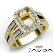 1.53Ct Diamond Engagement Ring Emerald Semi Mount Halo Setting 18k Yellow Gold - javda.com 