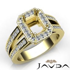 Diamond Engagement Ring Emerald Semi Mount Halo Setting 14k Gold Yellow (1.53Ct. tw.)
