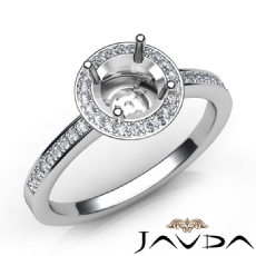 1Ct Halo Pave Setting Diamond Engagement Round Semi Mount Ring 14K White Gold