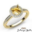 1Ct Halo Pave Setting Diamond Engagement Round Semi Mount Ring 18k Yellow Gold - javda.com 
