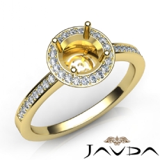 Halo Pave Setting Diamond Engagement Round Semi Mount Ring 14k Gold Yellow (1Ct. tw.)