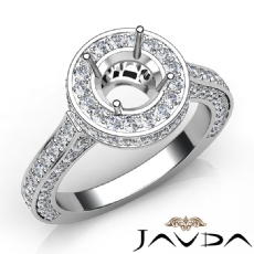 Diamond Engagement Ring Halo Pave Setting 14k White Gold Round Semi Mount 1.60Ct