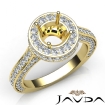 Diamond Engagement Ring Halo Pave Setting 18k Yellow Gold Round Semi Mount 1.6Ct - javda.com 
