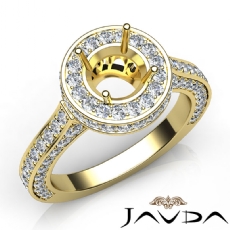 Diamond Engagement Ring Halo Pave Setting 14k Gold Yellow Round Semi Mount  (1.6Ct. tw.)