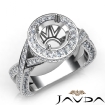 1.5Ct Diamond Engagement Halo Pave Setting Ring Round Semi Mount  14k White Gold - javda.com 