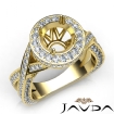 1.5Ct Diamond Engagement Halo Pave Setting Ring Round Semi Mount  18k Yellow Gold - javda.com 