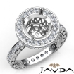 1Ct Diamond Engagement Ring Round Semi Mount 14k White Gold Halo Pave Setting - javda.com 