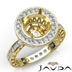 1Ct Diamond Engagement Ring Round Semi Mount 18k Yellow Gold Halo Pave Setting - javda.com 