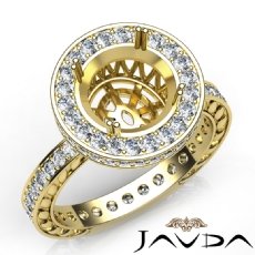 Diamond Engagement Ring Round Semi Mount 18k Gold Yellow Halo Pave Setting (1Ct. tw.)