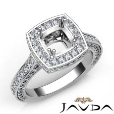 1.6Ct Diamond Engagement Ring Halo Setting 14k White Gold Cushion Semi Mount