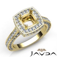 Diamond Engagement Ring Halo Setting 14k Gold Yellow Cushion Semi Mount (1.6Ct. tw.)