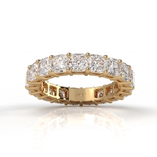 Women Wedding Band Cushion Lab Grown Diamond Shared Prong 14k Gold Yellow  (5.6Ct. tw.)