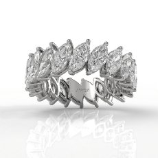 Marquise Lab Grown Diamond Shared Prong Women Wedding Band 14k White Gold 4.8Ctw