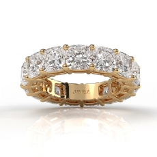 Cushion Lab Grown Diamond Shared Prong Women Wedding Band 14k Gold Yellow  (10.5Ct. tw.)