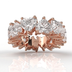 Women Eternity Wedding Band Heart Shared Prong Lab Grown Diamond 14k Rose Gold  (12Ct. tw.)
