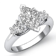 Classic Three Stone Trellis diamond Ring 14k Gold White