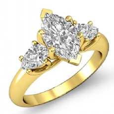Classic Three Stone Trellis diamond Ring 18k Gold Yellow