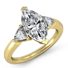 Triangle Three Stone diamond Ring 14k Gold Yellow
