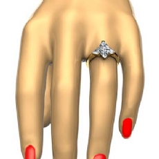 Triangle Three Stone diamond Ring 14k Gold Yellow