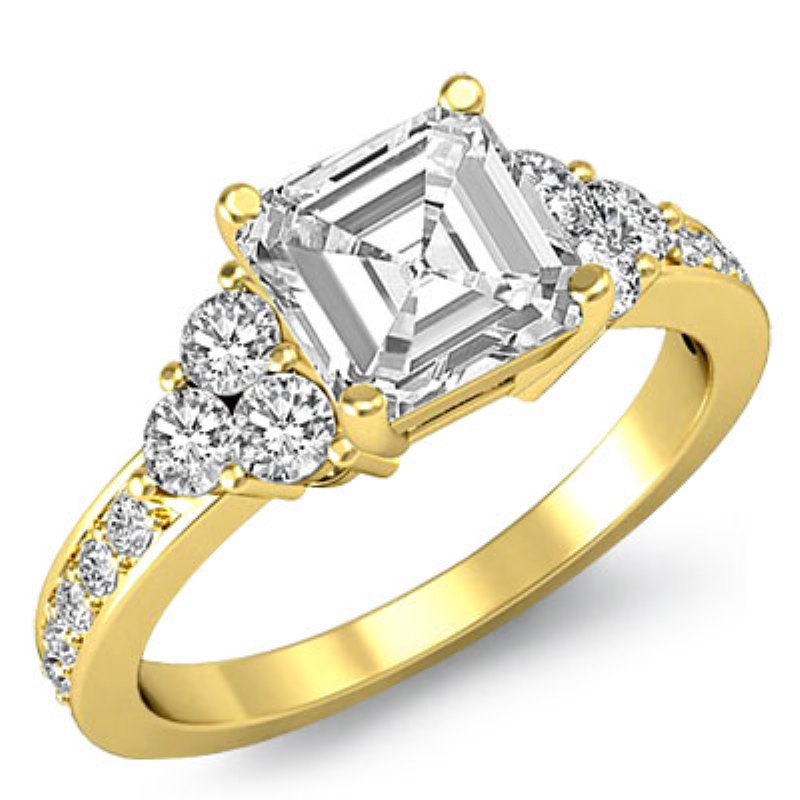 Three Stone Pave Sidestone diamond Hot Deals 18k Gold Yellow