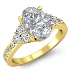 Three Stone Pave Sidestone diamond Ring 18k Gold Yellow
