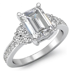Three Stone Pave Sidestone diamond Ring Platinum 950