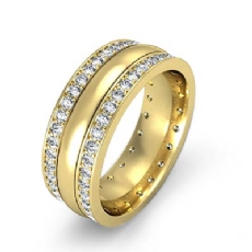 Pave Set Center Dome  Diamond Men's Eternity Wedding Band 14k Gold Yellow (1.9Ct. tw.)