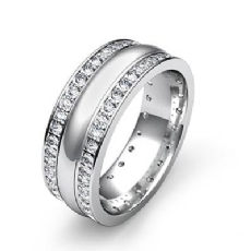 Pave Set Center Dome  Diamond Men's Eternity Wedding Band Platinum 950 (1.9Ct. tw.)