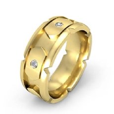 14k Gold Yellow Men's Round Bezel Set Diamond Eternity Wedding Band  (0.4Ct. tw.)