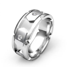 14k Gold White Men's Round Bezel Set Diamond Eternity Wedding Band  (0.4Ct. tw.)