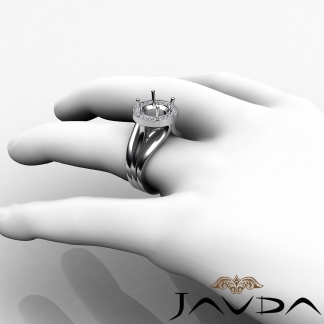 Diamond Engagement Ring Round Semi Mount Platinum 950 Halo Pave Setting 0.4Ct
