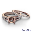 French Pave Split Shank Round Semi Mount Diamond Bridal Set Ring 14k Rose Gold 1.1Ct - javda.com 