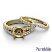 French Pave Split Shank Round Semi Mount Diamond Bridal Set Ring 14k Yellow Gold 1.1Ct - javda.com 