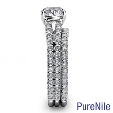 French Split Band Bridal Set diamond Ring 18k Gold White