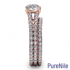 French Split Band Bridal Set diamond Ring 18k Rose Gold