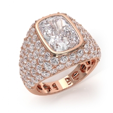 Cushion Diamond Dome Men's Cocktail Ring 14k Rose Gold IGI Certified  (8.56Ct. tw.)