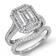 Gala Halo Pave Set Bridal diamond Ring 18k Gold White