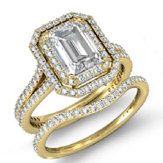 Gala Halo Pave Set Bridal diamond Ring 18k Gold Yellow