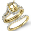 1.8Ct Cushion Diamond Semi Mount Engagement Wedding Ring Bridal Set 14k Gold Yellow