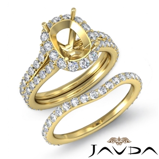 1.8Ct Cushion Diamond Semi Mount Engagement Wedding Ring Bridal Set 14k Gold Yellow