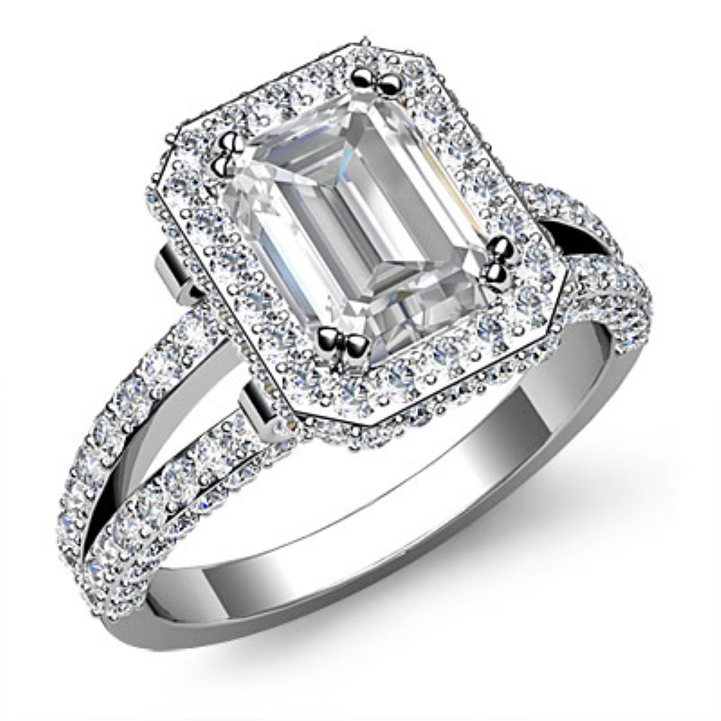 Split-Shank Pave Circa Halo diamond Ring 14k Gold White