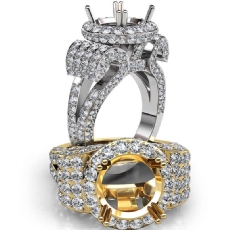 Round Diamond Engagement Ring Antique & Vintage Halo Pave Semi Mount 14k White Gold 3.5Ct