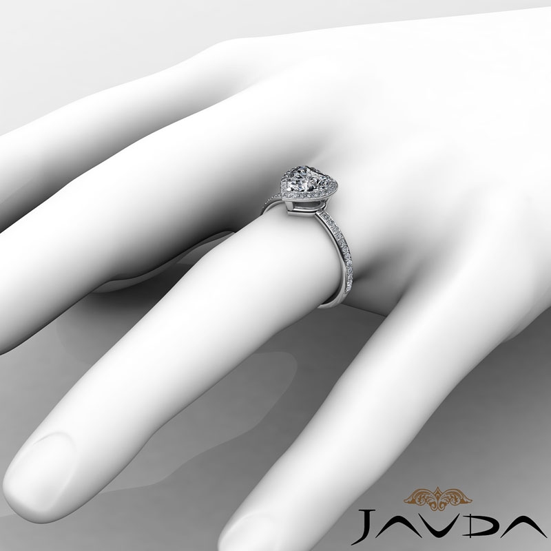 Pave Setting Halo Sidestone diamond Ring 14k Gold White