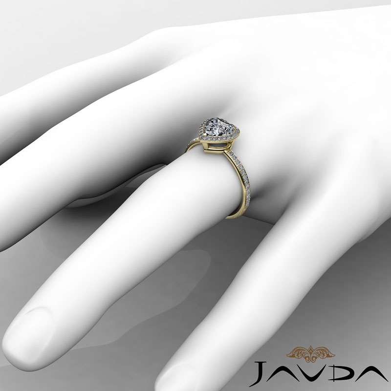Pave Setting Halo Sidestone diamond Ring 18k Gold Yellow