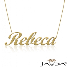 14k Yellow Gold Rebeca Custom Font Name Pendant Personalized Filled Necklace